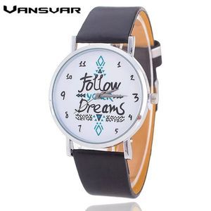 Vansvar Fashion Women Watches Leather Strap Follow